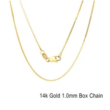1 mm 14k gold BOX CHAIN necklace all widths and lengths 
