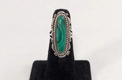Vintage Native American Sterling Silver and Malachite 7.5 Navajo Geraldine James