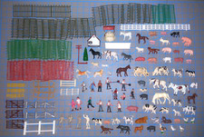 Vintage Farm Animal Toy Figures Cow Horse Pig Sheep  Lots of Fences
