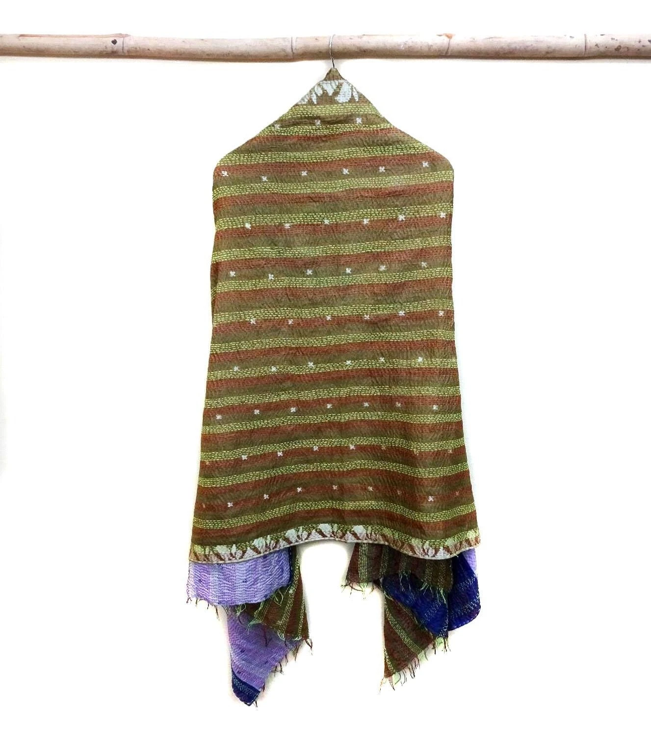 Silk Kantha Scarf Neck Wrap Stole Dupatta headband Collar Neckerchief Scarves