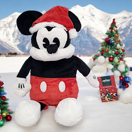 Santa Mickey 1L Hot Water Bottle with Plush Holiday Cover Warm & Festive Comfort - Picture 13 of 13