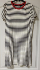 Dalia Women's T-Shirt Dress Short Sleeve Stretch Cream/Navy Stripe Medium