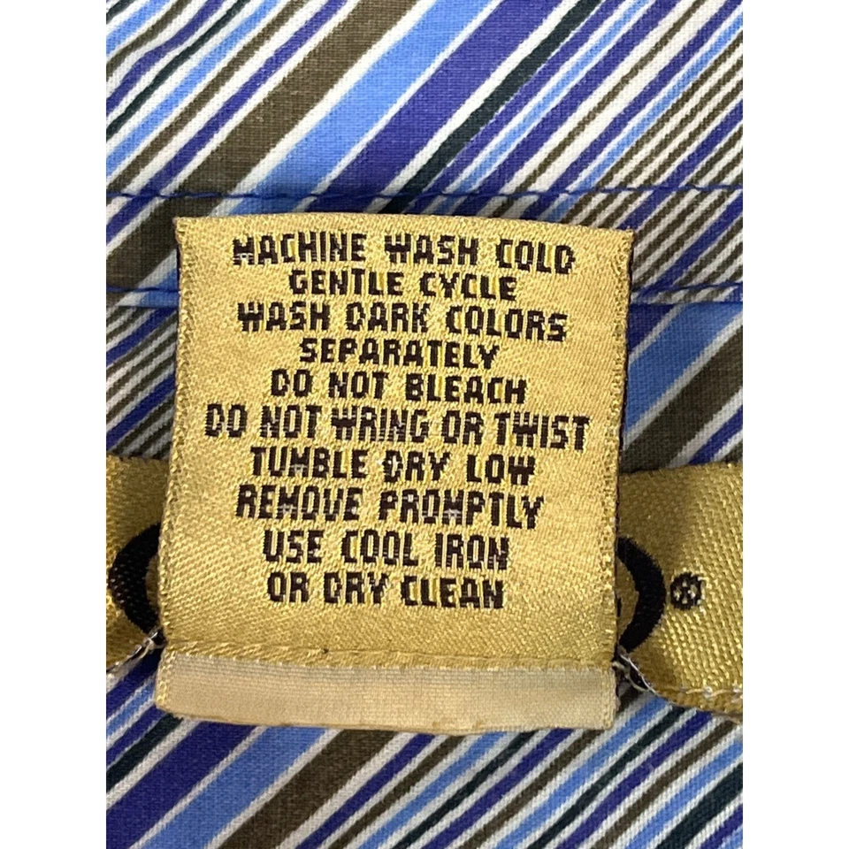 Camisa retro Y cromada con botones para hombre L azul marrón blanco algodón poliéster Foto 4 de 4