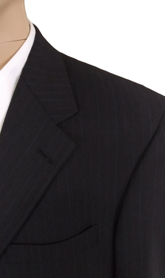 Austin Reed 2 Piece Dark Navy Blue Pinstripe Wool Suit Size 44L Pants 36X33 - Image 3 of 4