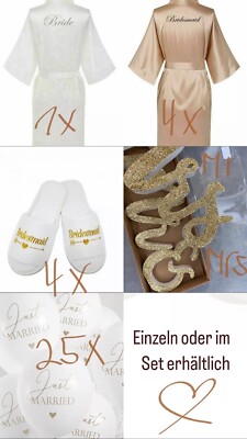Getting Ready set Wedding | Bride Bridesmaid Kimono Slipper Dekoration Ballons