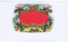 trofei di caccia testa d'alce fucile gioco uccellino Schlegel stock scatola sigari etichetta W101