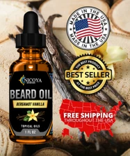 Beard Growth Oil- Fast Growing Beard, Mustache & Facial Hair   -Bergamot Vanilla