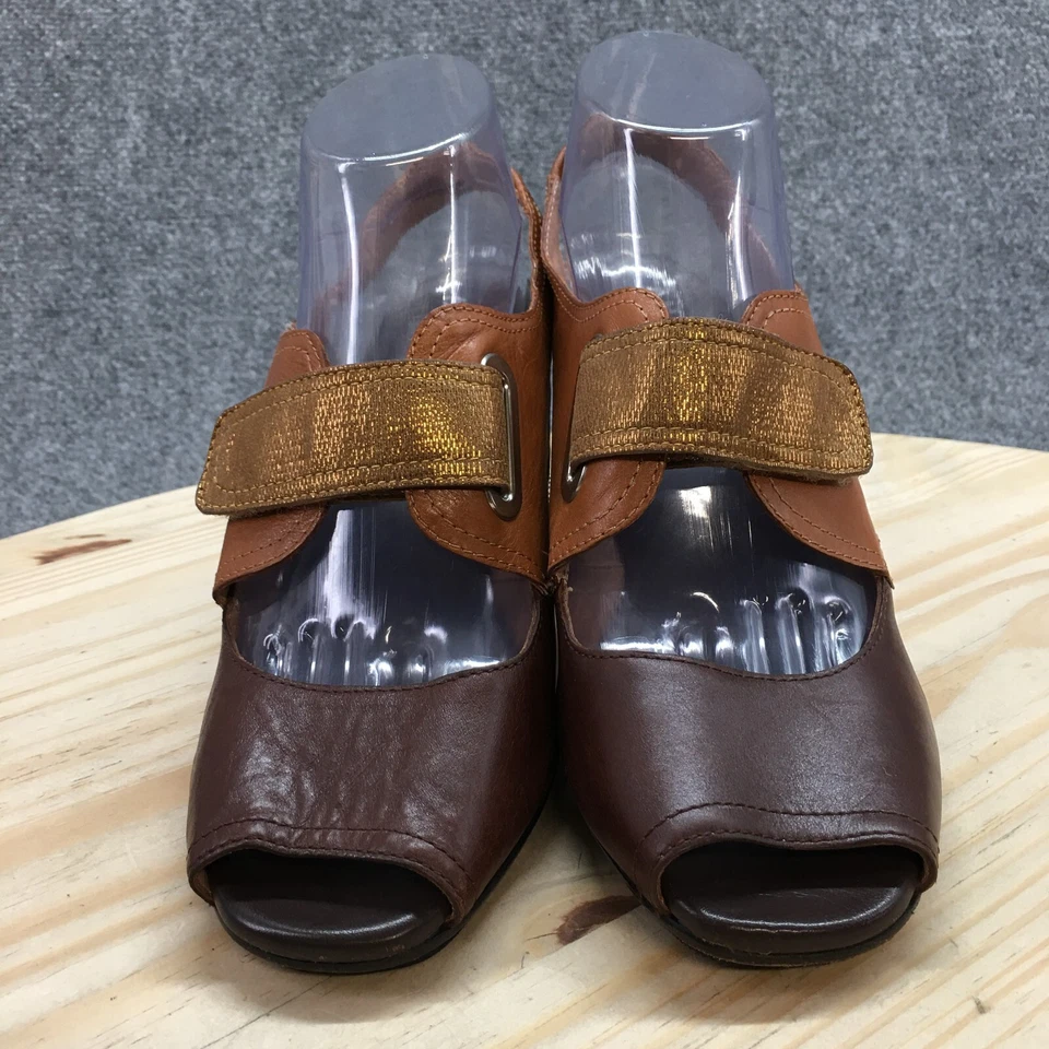 Zapatos de tacón alto Anyi Lu para mujer 39,5 Peep Toe con cordones de cuero marrón informales Foto 4 de 4