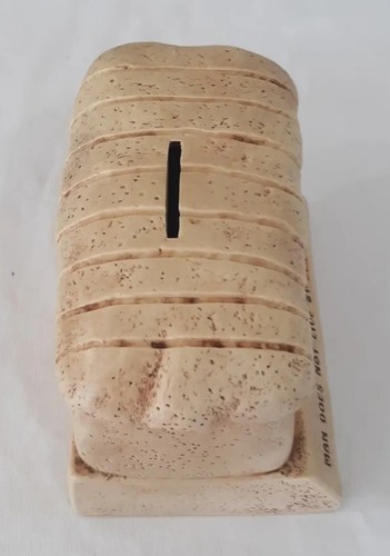 Vintage 1974 Bread Piggy Bank Man Does Not Live By Sex Alone By Paula Made USA - Picture 5 of 12