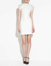ZARA TRAFALUC White Knit + Lace Sheath Dress MEDIUM