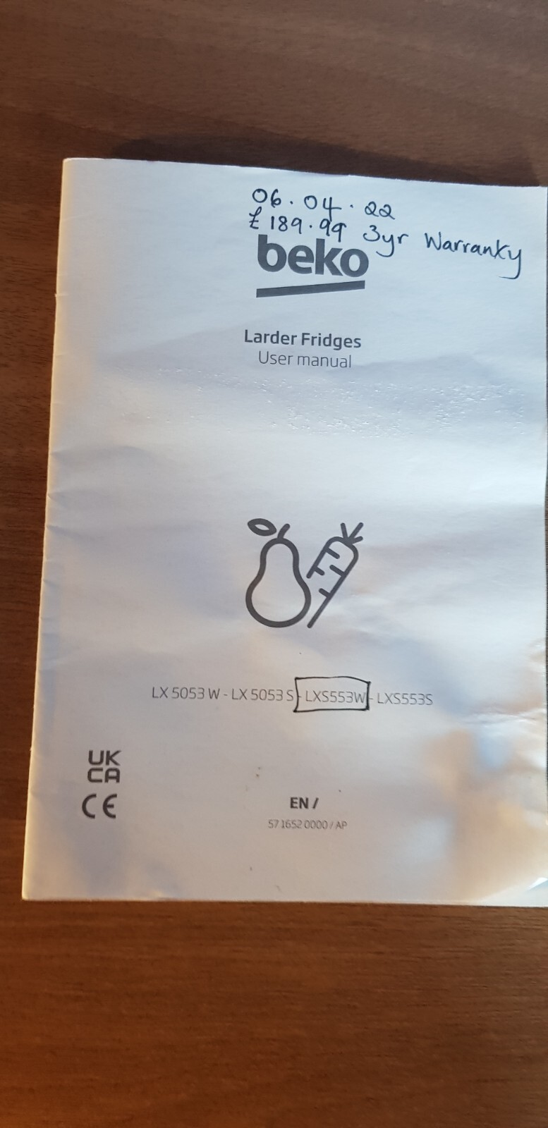 Beko larder fridge (including extended warranty) eBay