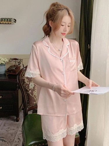 Pajama Sets Women Ins Patchwork Aesthetic Lace Classic Turn-down CollarSleepwear - Bild 8 von 26