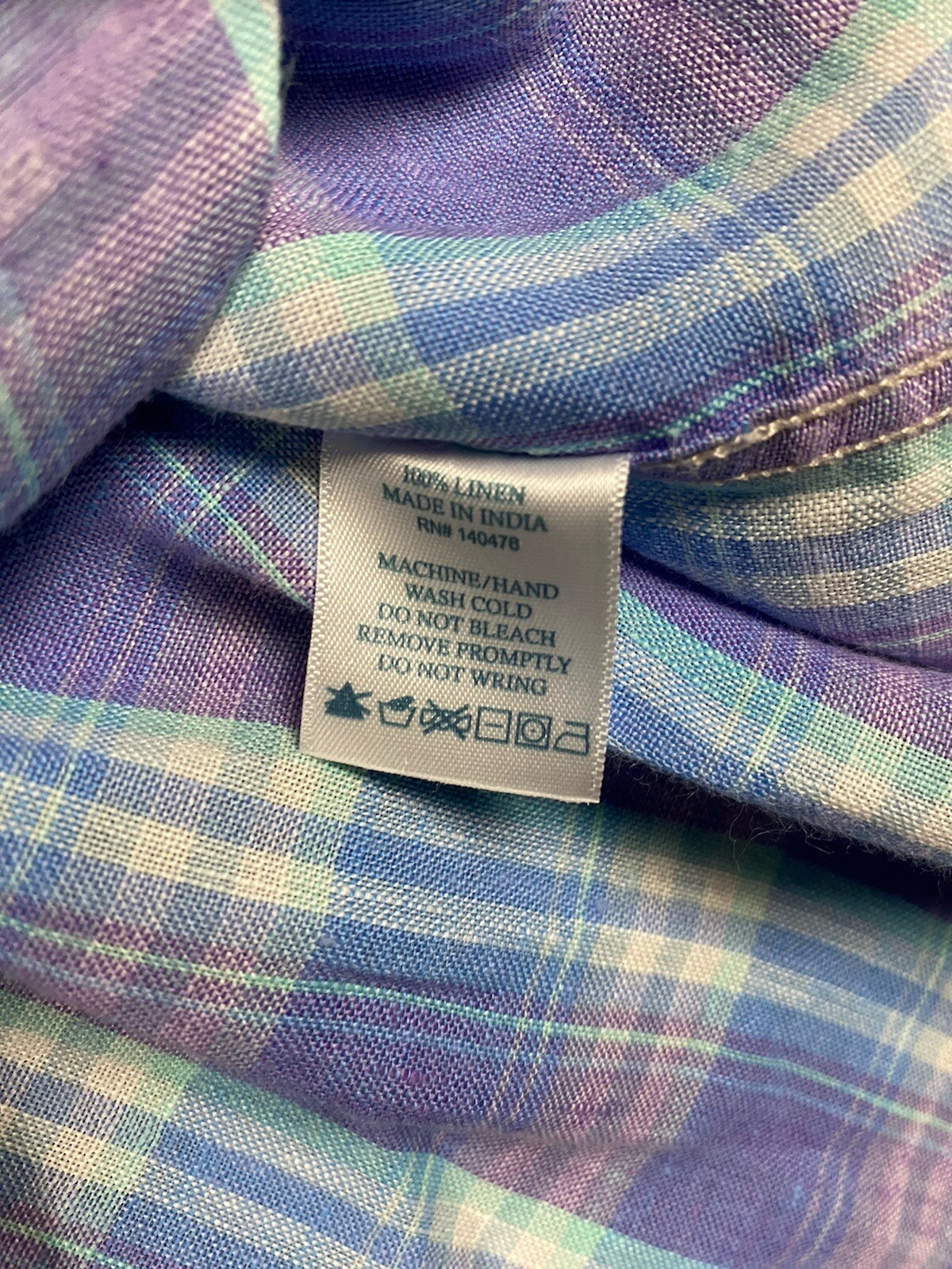 Faherty Button Plaid Linen Button Down Shirt Mens… - image 6