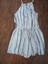 Bebop girls size medium halter striped keyhole back jumpsuit shorts