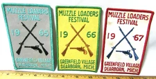 Vintage 65 66 67 Greenfield Village Muzzle Loaders Festival Patches Dearborn MI