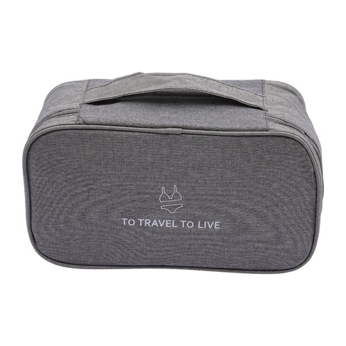 Travel Bra Underwaer Organizer Compact Lingerie Box Fornight Toiletry Bag (Grey) - Picture 10 of 17