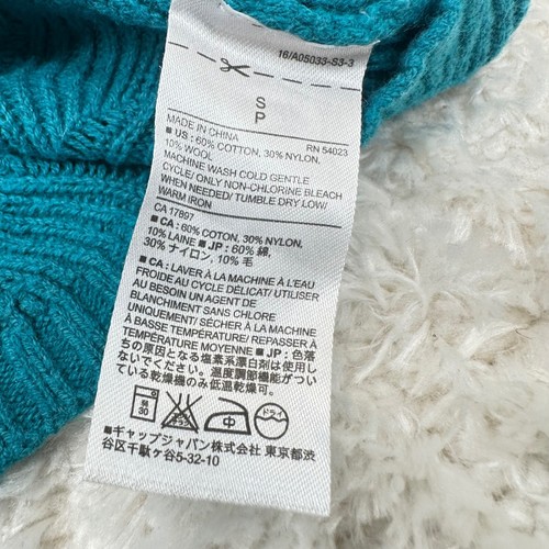Banana Republic Women's S Small Teal Cotton Wool Blend Scallop Hem Knit Sweater - Picture 4 of 8