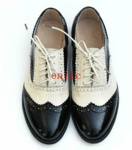 Zapatos con cordones Oxford de cuero genuino para dama Zapatos planos con punta de ala Talla - Imagen 14 de 26