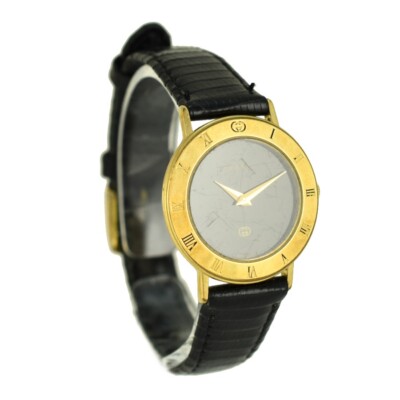 ●GUCCI 3001L ゴールド 電池交換済 ブレス レディース腕時計 Gucci 3001L Watch Quartz 25mm Women's Black Dial Swiss Made Round