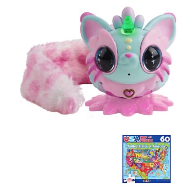 Pixie Belles - Aurora Green/ Pink - Interactive Electronic Pet with TAIL (Bonus)