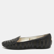 Roberto Cavalli Black Leather Laser Cut Balle...