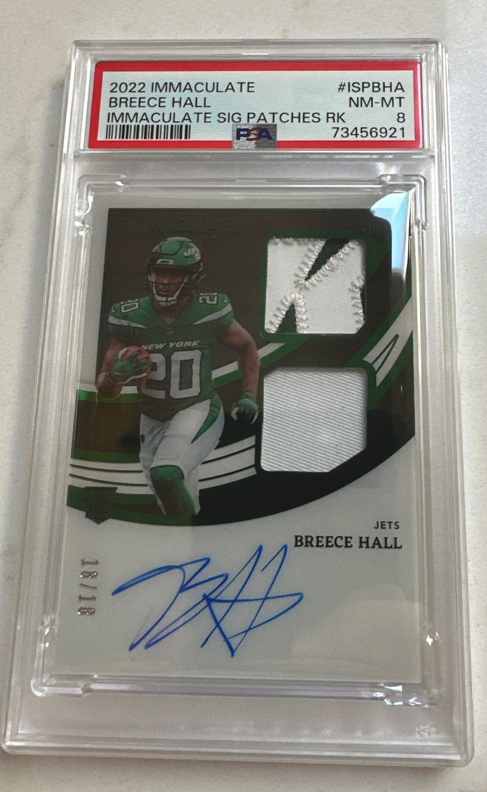 Breece Hall Panini Immaculate Collection Collegiate Immaculate Gloves Memorabilia #IGBHA Base