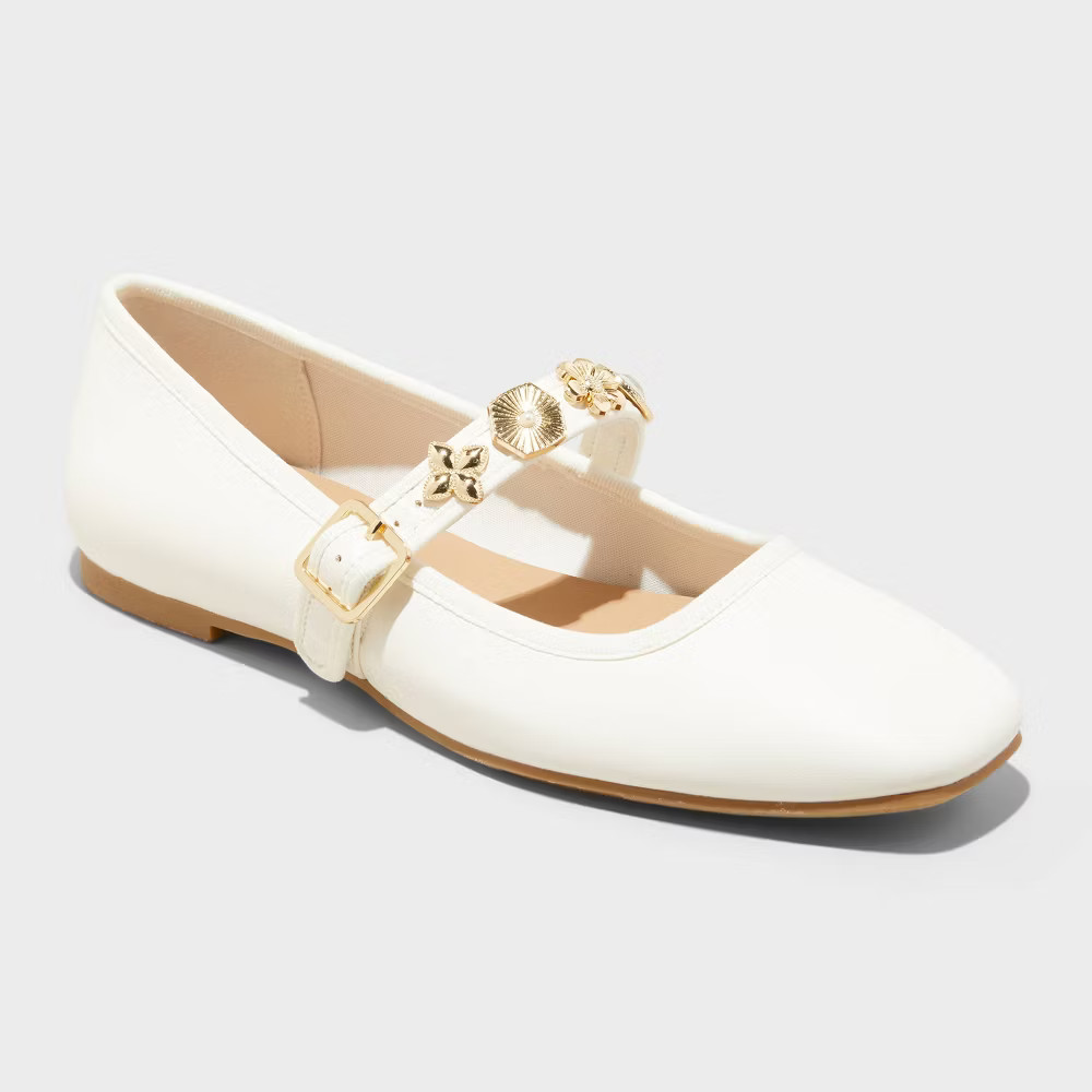 Womens Rebecca Embellished Strap Mary Jane Flats with Memory Foam Insole - 2690₽