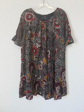 Madewell Short Sleeve Round Neck Floral Tiered Mini Dress Women's Size S