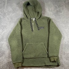 Victoria's Secret Pink Sherpa Half-Zip Pullover Hoodie Green Sz Small Soft Girl