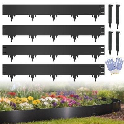 Metal Landscape Edging 4Pack  40'' Steel Border for Garden, Lawn, Flower Beds