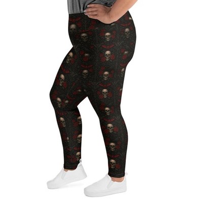 Plus Size Skull Bat Rose Gothic Leggings Raven Horror Alt Pants