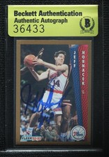 BAS 1992-93 Fleer Jeff Hornacek #405 Beckett Auth Sticker Auto 3c7