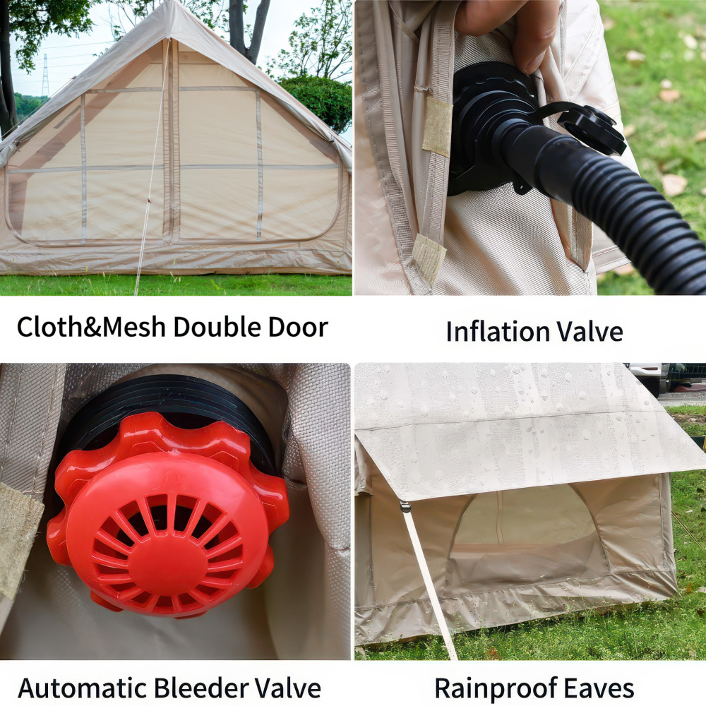 Inflatable Tent w Pump for 4-6 Person, Easy Setup Waterproof w 12 Mesh Window