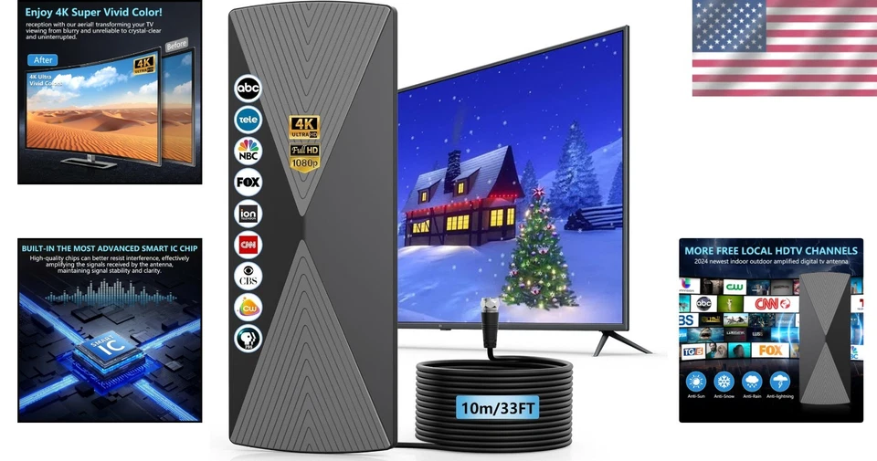 Weatherproof 2025 HD Antenna - Indoor/Outdoor Use, 450 Channels - Best Gift - Image 2 of 4