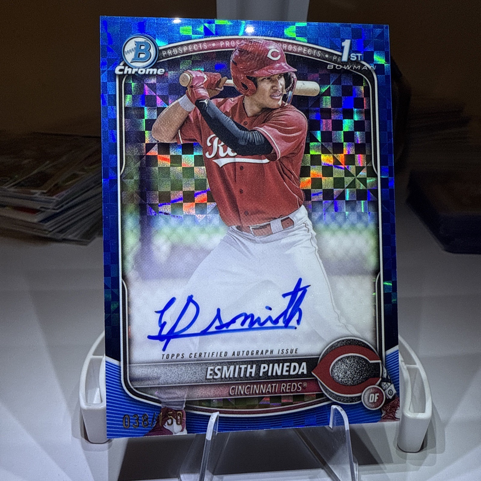 ESMITH PINEDA 2025 BOWMAN CHROME 1ST BLUE XFRACTOR AUTO /150 Q4569