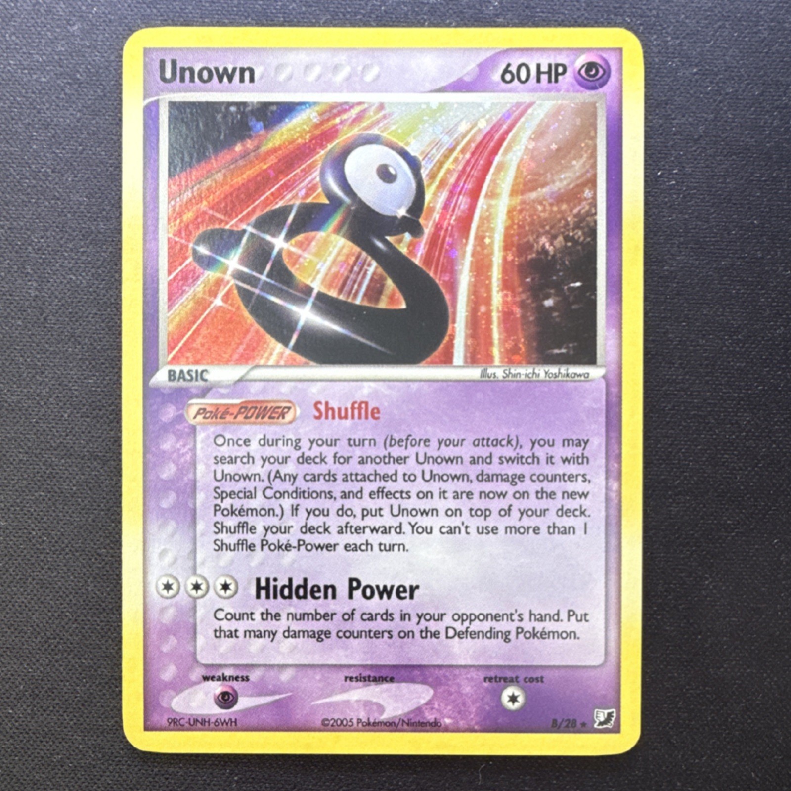 Unown (B) B/28 NM Holo Rare  Unseen Forces 2005 Pokémon Card