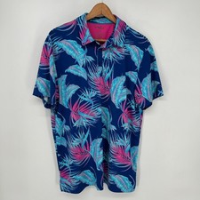 Birdie Bound Polo Shirt Mens Large Blue Tropical Golf Performance Stretch