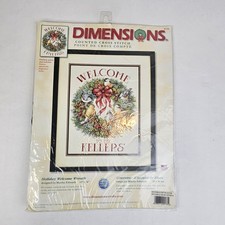 Dimensions Counted Cross Stitch Kit Holiday Welcome Wreath 8735 Sealed Christmas