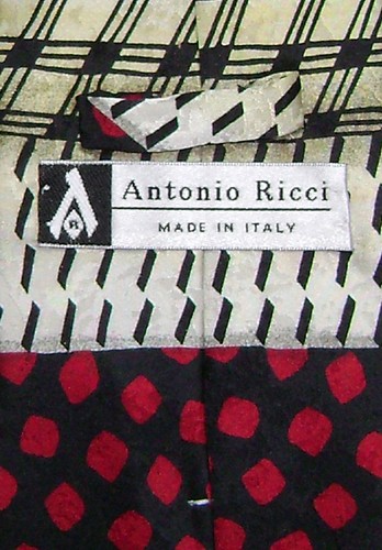 Corbata de cuello Antonio Ricci de seda hecha en ITALIA diseño geométrico para hombre #5728-3 - Imagen 2 de 2