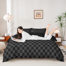 Black and Gray Checkered Duvet Cover King King no comforter Black Gray