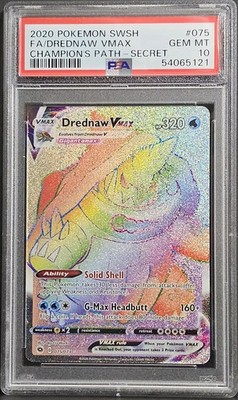 2020 Pokémon Sword & Shield Champion's Path Drednaw Vmax #075 (Secret) PSA 10