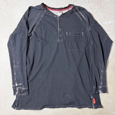Bulwark FR Henley Shirt Men XL  Long Gray IQ Flame Resistant CAT 2 NFPA 2112