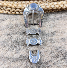 Navajo Sterling Silver Ranger Belt Buckle Set