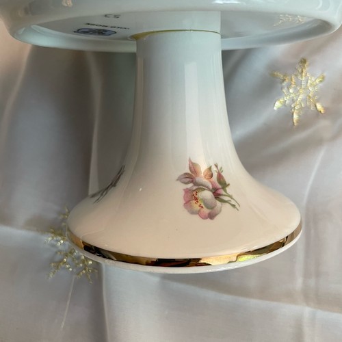 Vintage Germany Schumann Pedestal Stand & Golden Crown E&R Plate Wild Rose 7.5” - Picture 8 of 16