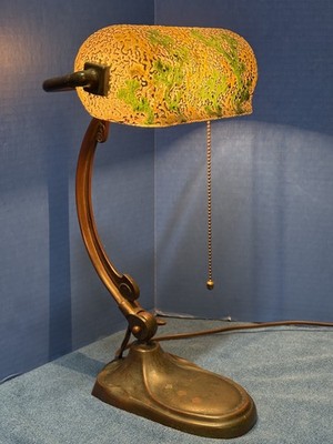 Handel Lava Shade c.1925 Original Desk Lamp Heavily Textured Signed As Is Shade