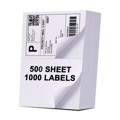 (1000 Labels/500 Sheets)Labelebal Half 2 Up - 1000 Labels, 2 - 1000 Labels 