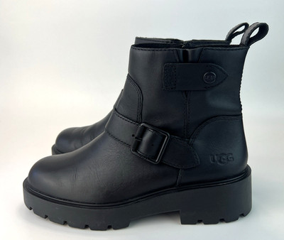 UGG Saoirse Damen Stiefel schwarz Leder Schnalle Reißverschluss UK 5