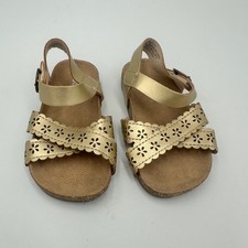 Old Navy Sandals Infant 12-18M Gold Floral Scalloped Cut Metallic Summer Boho