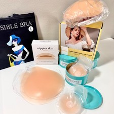 Lot of 4 unused stick-on bra products, adhesive bra and nipple sampler box