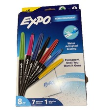 Expo Wet Erase Markers 7ct Semi-Permanent  Microfiber Cloth Water Activated